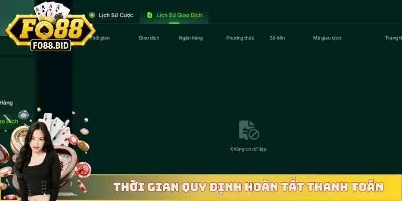 Thời gian quy định hoàn tất thanh toán 